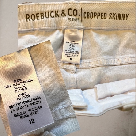 NWOT ROEBUCK & Co. Vintage Distressed Raw Hem Skinny Jeans White/12R - Picture 13 of 14